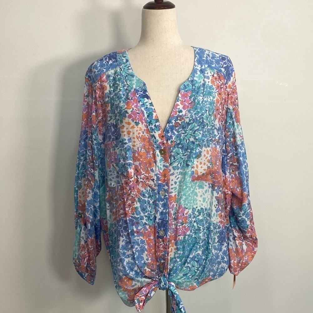 Ruby Rd. Blouse Front Tie Art to‎ Wear Women's 3X